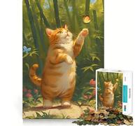 Puzzle per adulti con gatto arancione e farfalla in giardino, 1000 pezzi, gioco per allenare la mente, rilassante e divertente, idea regalo per le vacanze (38x26cm)