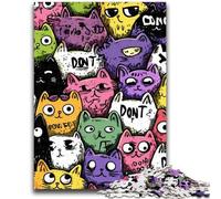 Puzzle per adulti con gatto astratto, 1000 pezzi, difficili, giocattolo educativo intellettuale decomprimibile, adatto per la decorazione della scrivania (50x75cm)