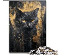 Puzzle per adulti con gatto bianco e nero, 1000 pezzi, motivo artistico, interessante, antistress, con Babbo Natale, per bambini dai 14 anni (26x38cm)
