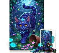 Puzzle per adulti con gatto blu mistico in giardino, 1000 pezzi, gioco di logica, divertimento rilassante, taglio preciso, lista dei desideri di Babbo Natale (38x26cm)