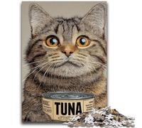Puzzle per adulti con gatto che mangia cibo in scatola, 1000 pezzi, antistress, per ammazzare il tempo durante le vacanze, per migliorare l'amore tra coppie, 26x38cm