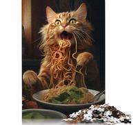 Puzzle per adulti con gatto che mangia spaghetti, gioco educativo, regalo per bambini dai 12 anni in su, 1500 pezzi (85x57 cm)