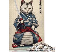 Puzzle per adulti con gatto samurai, arte giapponese, 1000 pezzi, interessante puzzle antistress per donne e uomini, 1000 pezzi (75x50 cm)