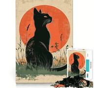 Puzzle per adulti con gatto siamese al tramonto, 1000 pezzi, rafforza la memoria, calma e tranquillità, con bordi puliti, oggetto da collezione 50x75cm