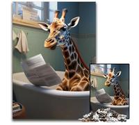 Puzzle per adulti con giraffa che legge il giornale, 1000 puzzle difficili per adulti, ideale come decorazione fai da te e come regalo rompicapo, 50x75CM/19,68x29,52 pollici