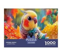 Puzzle per adulti con giro in treno magico per la decompressione: gioco educativo con primi piani di pappagalli colorati, decorazione da parete 52x38 cm/1000 pezzi