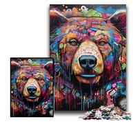 Puzzle per adulti con graffiti di orso bruno, 50x75cm, attività divertente per la famiglia, sfida per il cervello, regalo perfetto per adolescenti