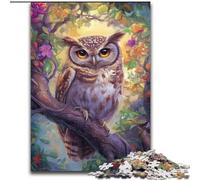 Puzzle per adulti con gufo in piedi su un albero, 1000 pezzi, giocattolo educativo antistress, ideale come regalo per tutta la famiglia (26x38cm)