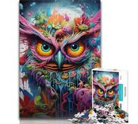 Puzzle per adulti con gufo psichedelico 1000 pezzi interessante interazione genitore-figlio per ridurre lo stress (50x75cm)