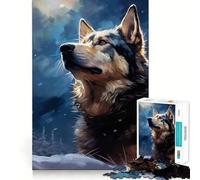 Puzzle per adulti con husky siberiano nella foresta innevata, 1000 pezzi, rafforza la memoria, calma e tranquillità, con bordi puliti, oggetto da collezione 38x52cm