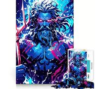 Puzzle per adulti con illustrazione di Poseidone e tridente, 1000 pezzi, rompicapo, rilassante, con schema di montaggio, ideale come regalo di Babbo Natale (50x75cm)