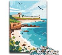 Puzzle per adulti con illustrazione di una fortezza costiera, 1000 pezzi, regalo di compleanno per trascorrere il tempo in casa, regali, arte murale per 14+ anni, 1000 pezzi (50x75cm)