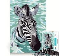 Puzzle per adulti con illustrazione di una zebra che nuota nell'acqua,1000 pezzi,gioco stimolante per la mente,pezzi precisi e facili da incastrare,attività rilassante di gruppo al chiuso (50x75cm)