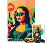 Puzzle per adulti con immagine della Gioconda che fuma la pipa, 1000 pezzi, gioco per allenare la mente, rilassante, da assemblare, regalo artistico (38x26cm)