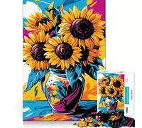 Puzzle per adulti con immagine di girasoli in stile Pop Art, 1000 pezzi, rompicapo, rilassante, con schema di montaggio, ideale come regalo di Babbo Natale (50x75cm)