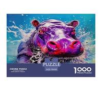 Puzzle per adulti con ippopotamo: giochi educativi con ippopotami colorati che schizzano acqua, adatti per la decompressione e come decorazione da parete, 70x50 cm/1000 pezzi