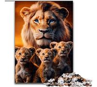 Puzzle per adulti con la famiglia dei leoni, aiuta il cervello a esercitare i giocattoli avvincenti per coltivare la pazienza, regalo per compleanni, 50x75cm