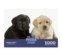 Puzzle per adulti con Labrador Retriever: due cuccioli di Labrador (nero e giallo) sdraiati insieme, stimolante e stimolante per la decompressione, 52x38 cm/1000 pezzi