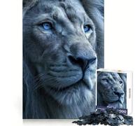 Puzzle per adulti con leone dagli occhi azzurri, 1000 pezzi, memoria, svago rilassante, incastro perfetto, (38x26cm)