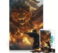 Puzzle per adulti con leone d'oro cinese antico,1000 pezzi,gioco cognitivo a incastro preciso,senza spazi vuoti,attività rilassante per la pausa mentale (38x52cm)