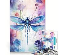 Puzzle per adulti con libellula ad acquerello,1000 pezzi,stimola la memoria,divertente,fustellato ad alta precisione,facile da imparare,divertimento per tutta la famiglia (50x75cm)