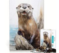 Puzzle per adulti con lontra marina ad acquerello, 1000 pezzi, gioco per allenare la mente, rilassante, da assemblare, regalo artistico (38x52cm)