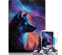Puzzle per adulti con lupo al neon, 1000 pezzi, difficile da completare ma divertente e umoristico, ideale come decorazione per la casa e come regalo (38x26cm)