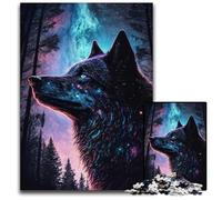 Puzzle per adulti con lupo e cielo notturno nella foresta, 1000 pezzi, gioco interattivo per famiglie, regalo artigianale con grafica colorata, 26X38CM/10,23x14,96 pollici.