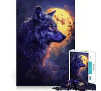Puzzle per adulti con lupo e tramonto,1000 pezzi,gioco stimolante per la mente,taglio laser di alta qualità,rilassante attività di gruppo al chiuso (38x52cm)