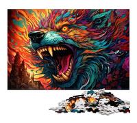 Puzzle per adulti con lupo psichedelico colorato e bizzarro,1000 pezzi,puzzle impegnativi,attività divertente per la famiglia,sfida mentale,regalo perfetto per adolescenti,50x75CM