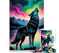 Puzzle per adulti con lupo ululante e aurora boreale,1000 pezzi Divertimento,concentrazione e divertimento Pezzi di dimensioni uniformi e precisi Attività per rafforzare il legame con i propri cari