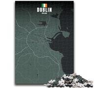Puzzle per adulti con mappa di Dublino, Irlanda, 1000 pezzi, difficili, impegnativi, ideali come regalo per tutta la famiglia, 1000 pezzi (50x75cm)