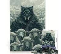 Puzzle per adulti con maschera da lupo e pecora, 1000 pezzi, stimolante per il pensiero strategico e la consapevolezza, ideale per incastri precisi e come regalo (50x75cm)
