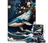 Puzzle per adulti con motivo Balena Blu Kintsugi, 1000 pezzi, per un'esperienza di svago rilassante e rigenerante, con incastri perfetti (38x26cm)