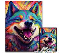 Puzzle per adulti con motivo Husky colorato, 1000 pezzi, in cartone, rompicapo per adolescenti, regalo perfetto per le feste, 26X38CM/10,23x14,96 pollici.