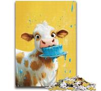 Puzzle per adulti con mucca che mangia torta, 1000 pezzi, aiuta il cervello a esercitare i giocattoli avvincenti per coltivare la pazienza, ottimo regalo (38x26cm)
