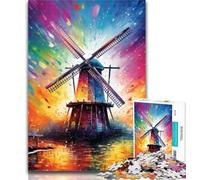 Puzzle per adulti con mulini a vento colorati, 1000 pezzi, per adolescenti, gioco stimolante e interazione tra genitori e figli, 26x38cm