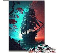 Puzzle per adulti con navi pirata, paesaggio, gioco stimolante e gioco per famiglie con pezzi completamente interconnessi di forma casuale (dimensioni 50x75cm)