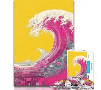 Puzzle per adulti con onde giapponesi, 1000 pezzi, design vivace e unico, esperienza di gioco rilassante e stimolante, 26x38cm