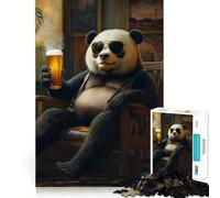 Puzzle per adulti con orsetto panda che si rilassa con una birra, 1000 pezzi, gioco per allenare la mente, rilassante e divertente, idea regalo per le vacanze (38x26cm)