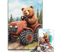 Puzzle per adulti con orso bruno alla guida di un trattore, 1000 pezzi, gioco per famiglie, antistress, sfida difficile, regali di Babbo Natale segreto, 50x75cm