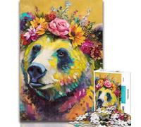 Puzzle per adulti con orso bruno dipinto a olio, 1000 pezzi, per adulti e adolescenti, collezione di giochi intellettuali, belle arti, 50x75cm