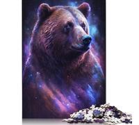 Puzzle per adulti con orso bruno e animali della galassia, di alta qualità, in cartone riciclato al 100%, per risolvere problemi, per adulti e bambini, regalo di Natale, 1000 pezzi (75x50 cm)