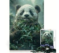 Puzzle per adulti con orso panda che mangia bambù, 1000 pezzi, per rafforzare la memoria, passatempo domestico, bordi puliti, regalo elegante (38x26cm)