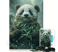 Puzzle per adulti con orso panda che mangia bambù, 1000 pezzi, per rafforzare la memoria, passatempo domestico, bordi puliti, regalo elegante (38x26cm)