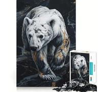 Puzzle per adulti con orso polare dalle venature dorate, 1000 pezzi, rompicapo, rilassante, con schema di montaggio, ideale come regalo di Babbo Natale (38x26cm)