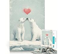 Puzzle per adulti con orso polare e tema amore, 1000 pezzi, rompicapo, rilassante, con schema di montaggio, ideale come regalo di Babbo Natale (38x26cm)