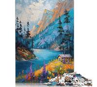 Puzzle per adulti con paesaggio di montagna luminoso, di alta qualità, in cartone riciclato al 100%, difficile, per bambini dai 12 anni in su, 1500 pezzi (85x57 cm)