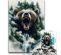 Puzzle per adulti con paesaggio di orso bruno nella foresta, 1000 pezzi, aiuta il cervello ad allenarsi, giocattoli avvincenti per coltivare la pazienza, ottimo regalo (38x26cm)