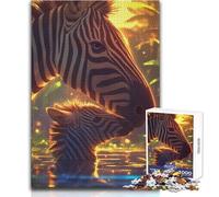 Puzzle per adulti con paesaggio di zebra e vitello nell'acqua, 1000 pezzi, gioco di apprendimento, sfida mentale, sorpresa premurosa per le celebrazioni, dimensioni 38x26cm